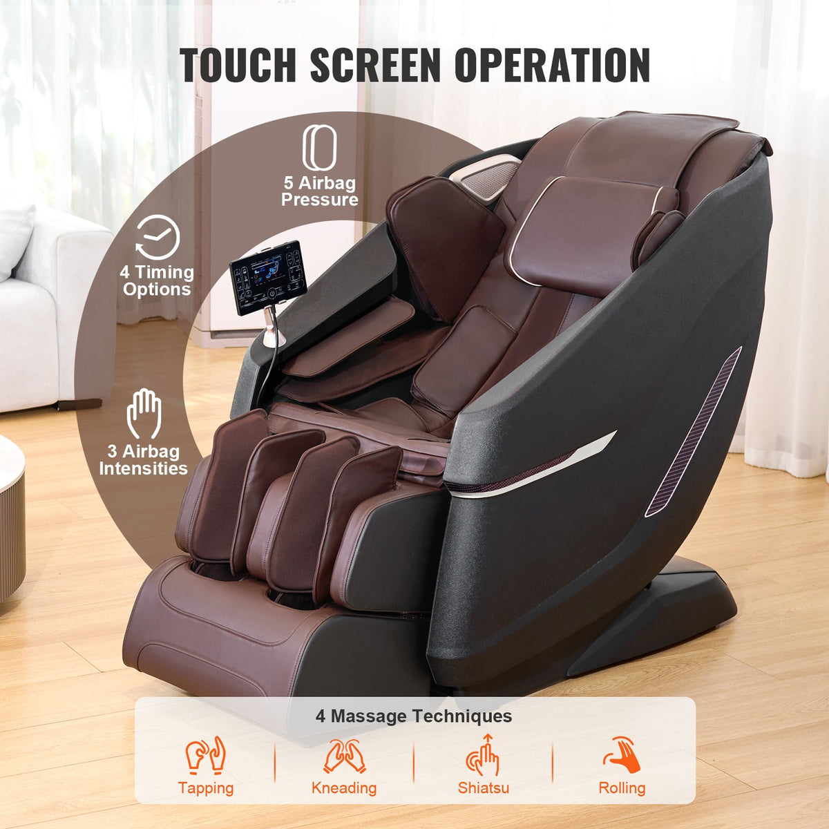 Full Body Massage Chair Zero Gravity 3D Shiatsu Recliner Sl-Track Heat, AI Voice