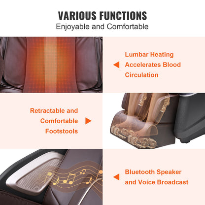 Full Body Massage Chair Zero Gravity 3D Shiatsu Recliner Sl-Track Heat, AI Voice